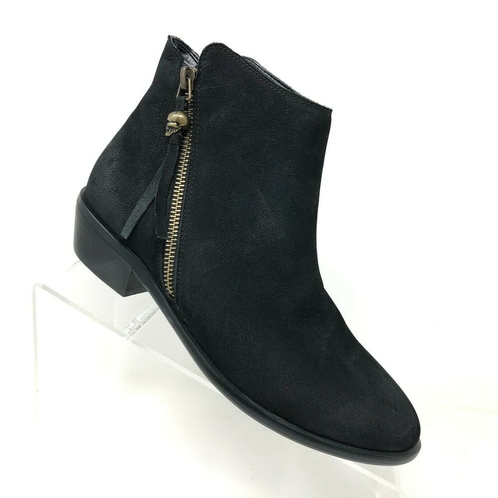 Modern Vice‎ Tian Bootie Black Leather Skull Zipper Pull Womens Size 6.5 M